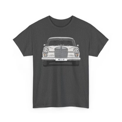 T-Shirt, Mercedes W110, Heckflosse, Strichzeichnung, Lichtgrau, Wunschkennzeichen möglich