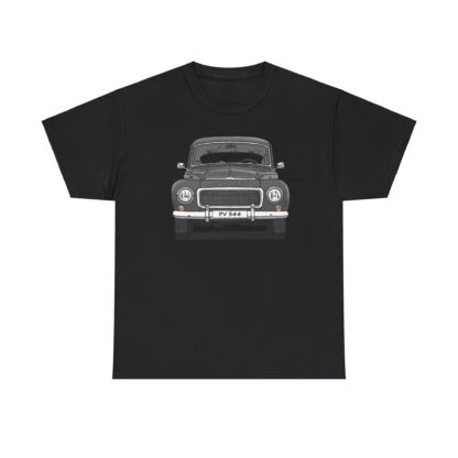 T-Shirt, Volvo PV544, Buckelvolvo, Strichzeichnung, Grau, Wunschkennzeichen möglich – Bild 3