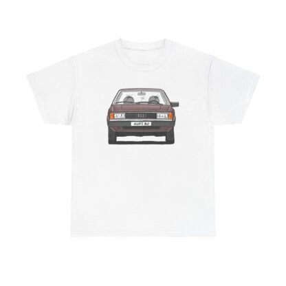 T-Shirt, Audi 80 B2, Strichzeichnung, Portorose, mit Kennzeichen personalisierbar