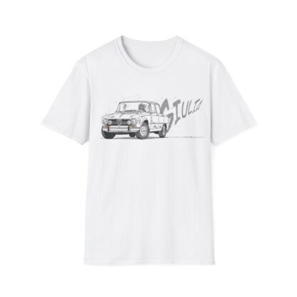 T-Shirt, Alfa Romeo Giulia, Strichzeichnung, Weiß, personalisierbar