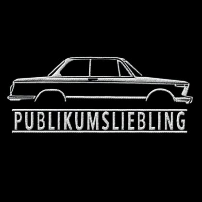 T-Shirt, Stickerei mittig groß, BMW 02, Text PUBLIKUMSLIEBLING, Weiße Schrift