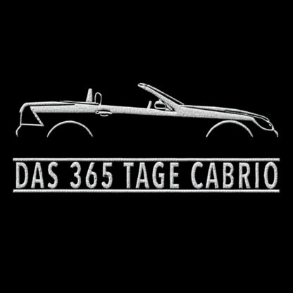 T-Shirt, Stickerei mittig groß, Mercedes SLK FL, Text DAS 365 TAGE CABRIO, Weiße Schrift