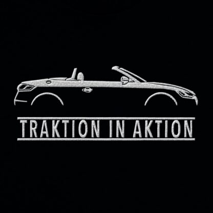 T-Shirt, Stickerei mittig groß, Audi TT Roadster, FV, Text TRAKTION IN AKTION, Weiße Schrift