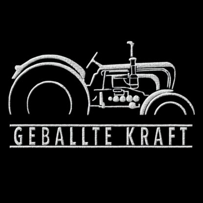 T-Shirt, Stickerei mittig groß, Porsche Diesel, Master, Text GEBALLTE KRAFT, Weiße Schrift