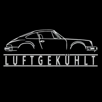 T-Shirt, Stickerei mittig groß, 911 Coupe, G-Modell, Text LUFTGEKÜHLT, Weiße Schrift