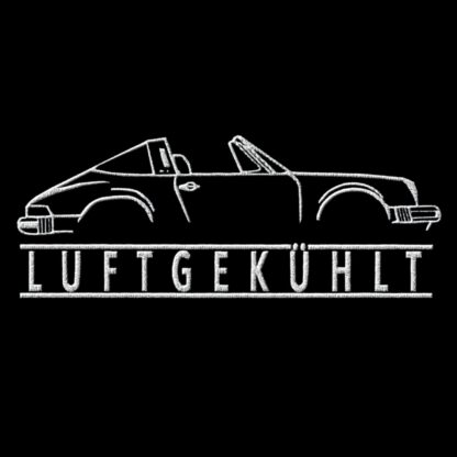 T-Shirt, Stickerei mittig groß, 911 Targa, G-Modell, Text LUFTGEKÜHLT, Weiße Schrift