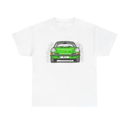 T-Shirt, Porsche 911, F-Modell, Ur-Elfer, Strichzeichnung, Grün, personalisierbar – Bild 2