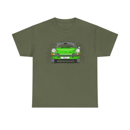 T-Shirt, Porsche 911, F-Modell, Ur-Elfer, Strichzeichnung, Grün, personalisierbar – Bild 5