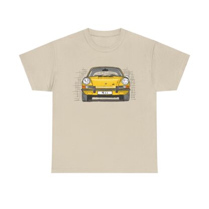 T-Shirt, Porsche 911, F-Modell, Ur-Elfer, Strichzeichnung, Gelb, personalisierbar – Bild 4