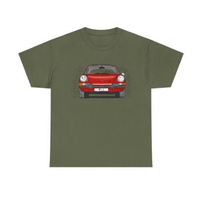 T-Shirt, Porsche 911, F-Modell, Ur-Elfer, Strichzeichnung, Rot, personalisierbar – Bild 5