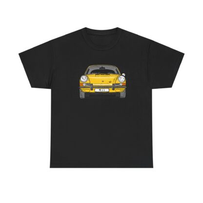 T-Shirt, Porsche 911, F-Modell, Ur-Elfer, Strichzeichnung, Gelb, personalisierbar – Bild 3