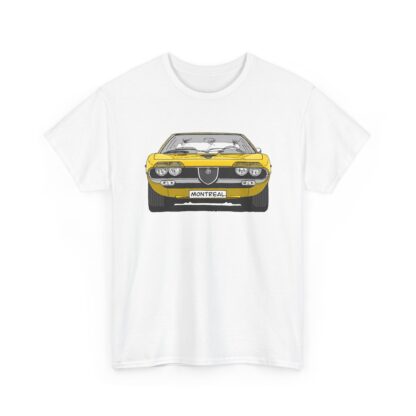 T-Shirt, Alfa Romeo Montreal, Strichzeichnung, Gelb, eigenes Kennzeichen möglich