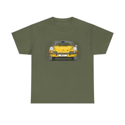T-Shirt, Porsche 911, F-Modell, Ur-Elfer, Strichzeichnung, Gelb, personalisierbar – Bild 5