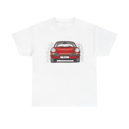 T-Shirt, Porsche 911, F-Modell, Ur-Elfer, Strichzeichnung, Rot, personalisierbar – Bild 2