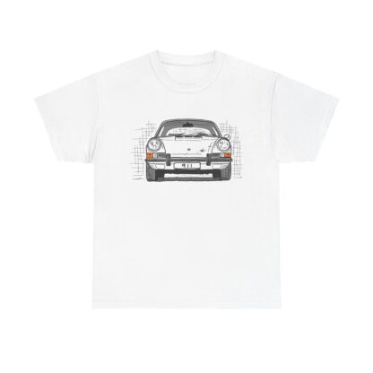 T-Shirt, Porsche 911, F-Modell, Ur-Elfer, Strichzeichnung, Weiß, personalisierbar – Bild 2