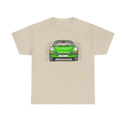 T-Shirt, Porsche 911, F-Modell, Ur-Elfer, Strichzeichnung, Grün, personalisierbar – Bild 4