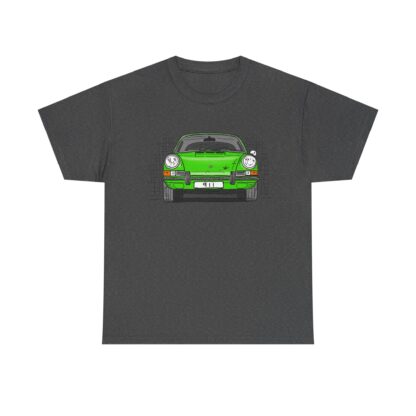 T-Shirt, Porsche 911, F-Modell, Ur-Elfer, Strichzeichnung, Grün, personalisierbar – Bild 6