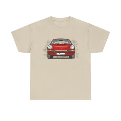 T-Shirt, Porsche 911, F-Modell, Ur-Elfer, Strichzeichnung, Rot, personalisierbar – Bild 4