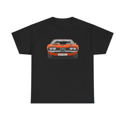 T-Shirt, Alfa Romeo Montreal, Strichzeichnung, Orange, eigenes Kennzeichen möglich – Bild 2