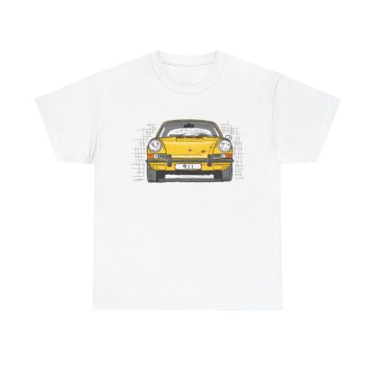 T-Shirt, Porsche 911, F-Modell, Ur-Elfer, Strichzeichnung, Gelb, personalisierbar – Bild 2