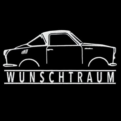 T-Shirt, Stickerei mittig groß, Goggomobil Coupé, Text WUNSCHTRAUM, Weiße Schrift