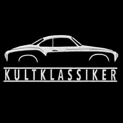T-Shirt, Stickerei mittig groß, Karmann Ghia, Text KULTKLASSIKER, Weiße Schrift