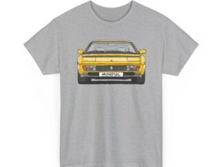 T-Shirt, Ferrari Mondial t, Strichzeichnung, Gelb, mit Kennzeichen personalisierbar