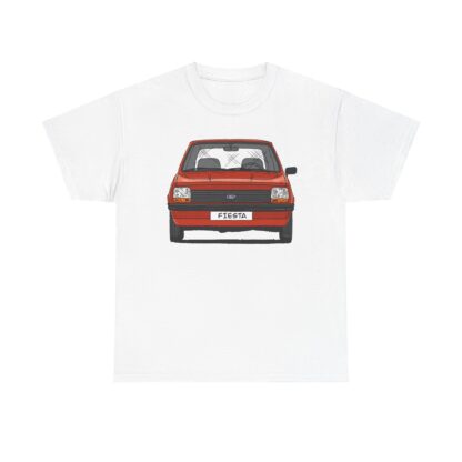 T-Shirt, Ford Fiesta 76, Strichzeichnung, Rot, Wunsch-Kennzeichen möglich – Bild 2