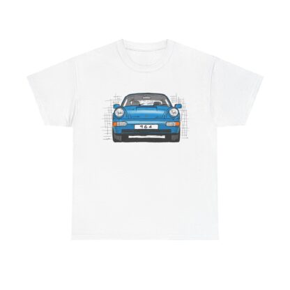 T-Shirt, Porsche 911, 964 Coupé, Strichzeichnung, Blau, personalisierbar – Bild 2