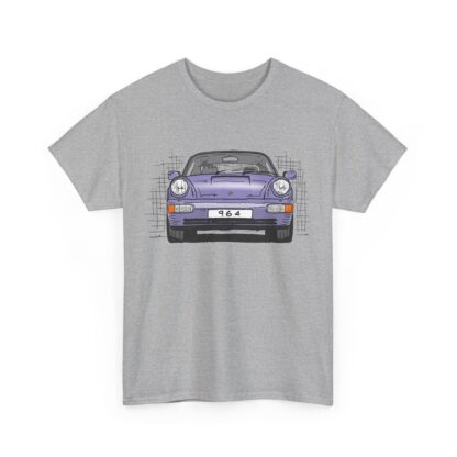 T-Shirt, Porsche 911, 964 Coupé, Strichzeichnung, Horizontblau (Lila), personalisierbar