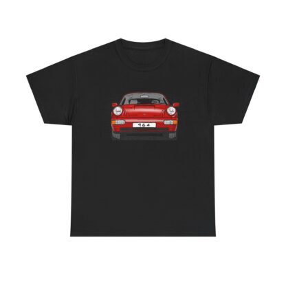 T-Shirt, Porsche 911, 964 Coupé, Strichzeichnung, Rot, personalisierbar – Bild 3