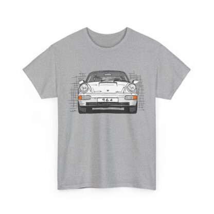 T-Shirt, Porsche 911, 964 Coupé, Strichzeichnung, Weiß, personalisierbar