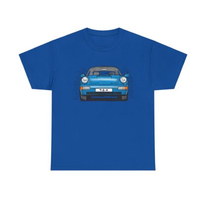 T-Shirt, Porsche 911, 964 Coupé, Strichzeichnung, Blau, personalisierbar – Bild 8