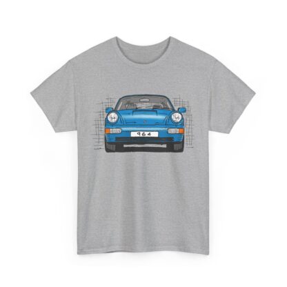 T-Shirt, Porsche 911, 964 Coupé, Strichzeichnung, Blau, personalisierbar