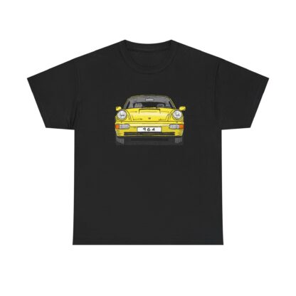 T-Shirt, Porsche 911, 964 Coupé, Strichzeichnung, Gelb, personalisierbar – Bild 3
