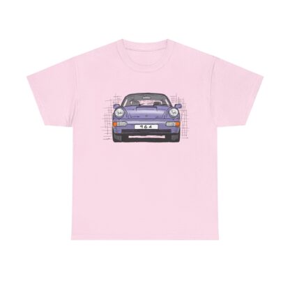 T-Shirt, Porsche 911, 964 Coupé, Strichzeichnung, Horizontblau (Lila), personalisierbar – Bild 10