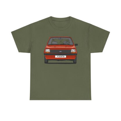 T-Shirt, Ford Fiesta 76, Strichzeichnung, Rot, Wunsch-Kennzeichen möglich – Bild 3
