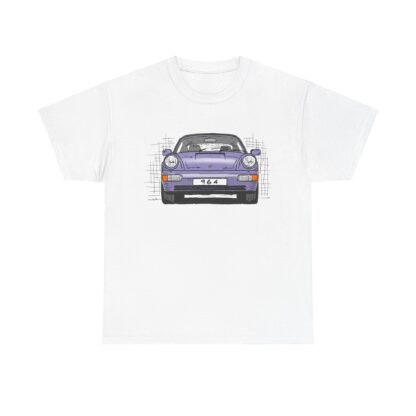 T-Shirt, Porsche 911, 964 Coupé, Strichzeichnung, Horizontblau (Lila), personalisierbar – Bild 2