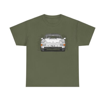 T-Shirt, Porsche 911, 964 Coupé, Strichzeichnung, Weiß, personalisierbar – Bild 5