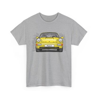 T-Shirt, Porsche 911, 964 Coupé, Strichzeichnung, Gelb, personalisierbar