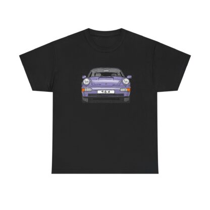 T-Shirt, Porsche 911, 964 Coupé, Strichzeichnung, Horizontblau (Lila), personalisierbar – Bild 3