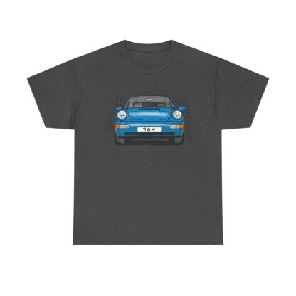 T-Shirt, Porsche 911, 964 Coupé, Strichzeichnung, Blau, personalisierbar – Bild 6