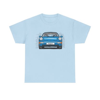 T-Shirt, Porsche 911, 964 Coupé, Strichzeichnung, Blau, personalisierbar – Bild 7