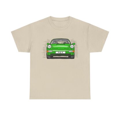 T-Shirt, Porsche 911, 964 Coupé, Strichzeichnung, Grün, personalisierbar – Bild 4