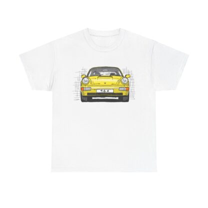T-Shirt, Porsche 911, 964 Coupé, Strichzeichnung, Gelb, personalisierbar – Bild 2