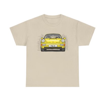 T-Shirt, Porsche 911, 964 Coupé, Strichzeichnung, Gelb, personalisierbar – Bild 4