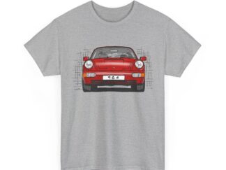T-Shirt, Porsche 911, 964 Coupé, Strichzeichnung, Rot, personalisierbar