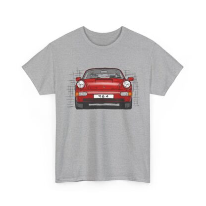 T-Shirt, Porsche 911, 964 Coupé, Strichzeichnung, Rot, personalisierbar