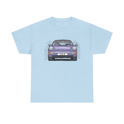 T-Shirt, Porsche 911, 964 Coupé, Strichzeichnung, Horizontblau (Lila), personalisierbar – Bild 7