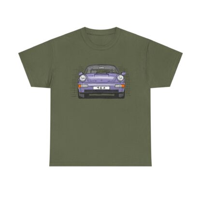 T-Shirt, Porsche 911, 964 Coupé, Strichzeichnung, Horizontblau (Lila), personalisierbar – Bild 5